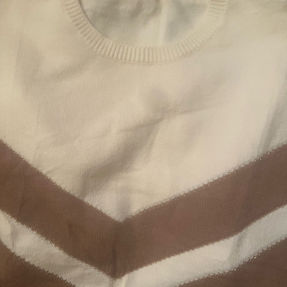 Knit Chevron Long Sleeve Sweater Dress in Brown and Cream - Picture 8 of 8